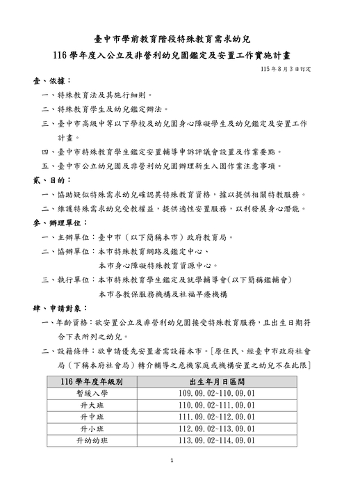 116 學年度入公立及非營利幼兒園鑑定及安置工作實施計畫_page-0001_0